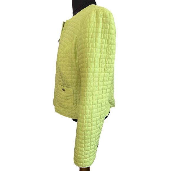Chico's Neon Green Quilted Zip-Up Jacket Size 1 (Small) Women's Outerwear - Picture 2 of 7